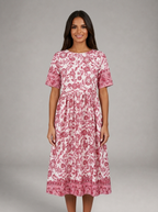 Floral V Neck Midi Dress Summer Women