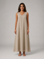 Vestido largo sin mangas línea A para mujer de verano