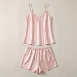 V-Neck Silk Cami Pajama Set - Soft Yellow