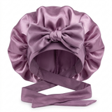 Bonnet en satin avec nœud - Noir