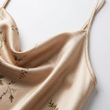 Floral Satin Slip Nightgown - Green