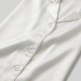 Silk Satin Pajama Set Women Long Sleeve Button Up White