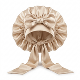 Bonnet en satin avec nœud - Noir
