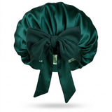 Bonnet en satin avec nœud - Noir