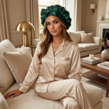 Bonnet en satin avec nœud - Noir