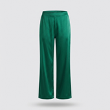 Pyjama en satin de soie femme manches longues boutonné émeraude