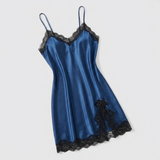 Spaghetti Strap Silk Lace Nightgown - Wine