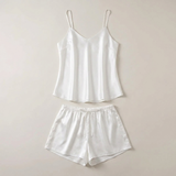 V-Neck Silk Cami Pajama Set - Soft Yellow