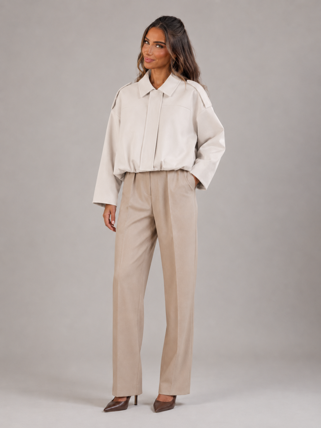 Faux Suede Oversized Shirt Jacket Autumn Women