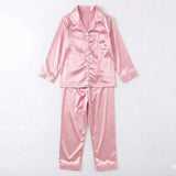 Kids Silk Pajama Set Soft Sleepwear Beige