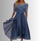 Women's Chiffon Lace Midi Dress – Flowing Silhouette