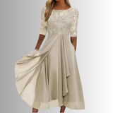 Women's Chiffon Lace Midi Dress – Flowing Silhouette