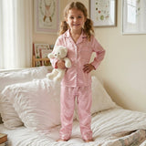 Kids Silk Pajama Set Soft Sleepwear Beige