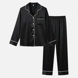 Pijama de Manga Corta de Seda para Mujer Confort Negro