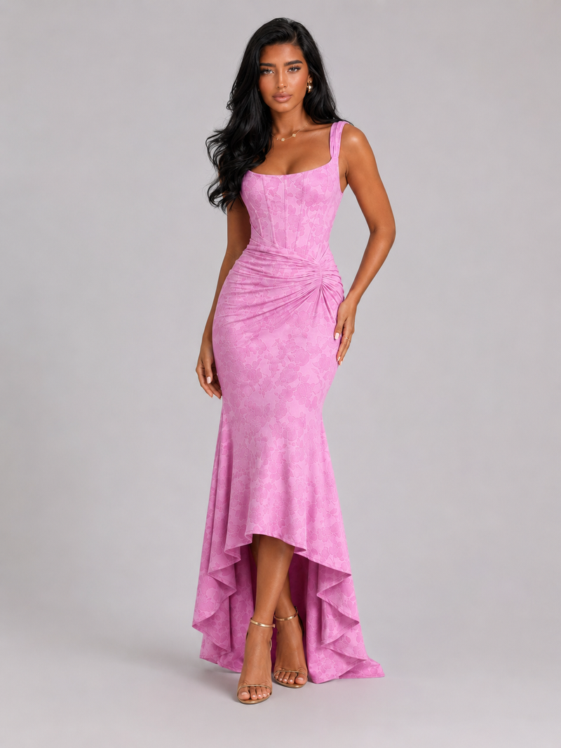 Floral Corset Fishtail Maxi Dress – Evening