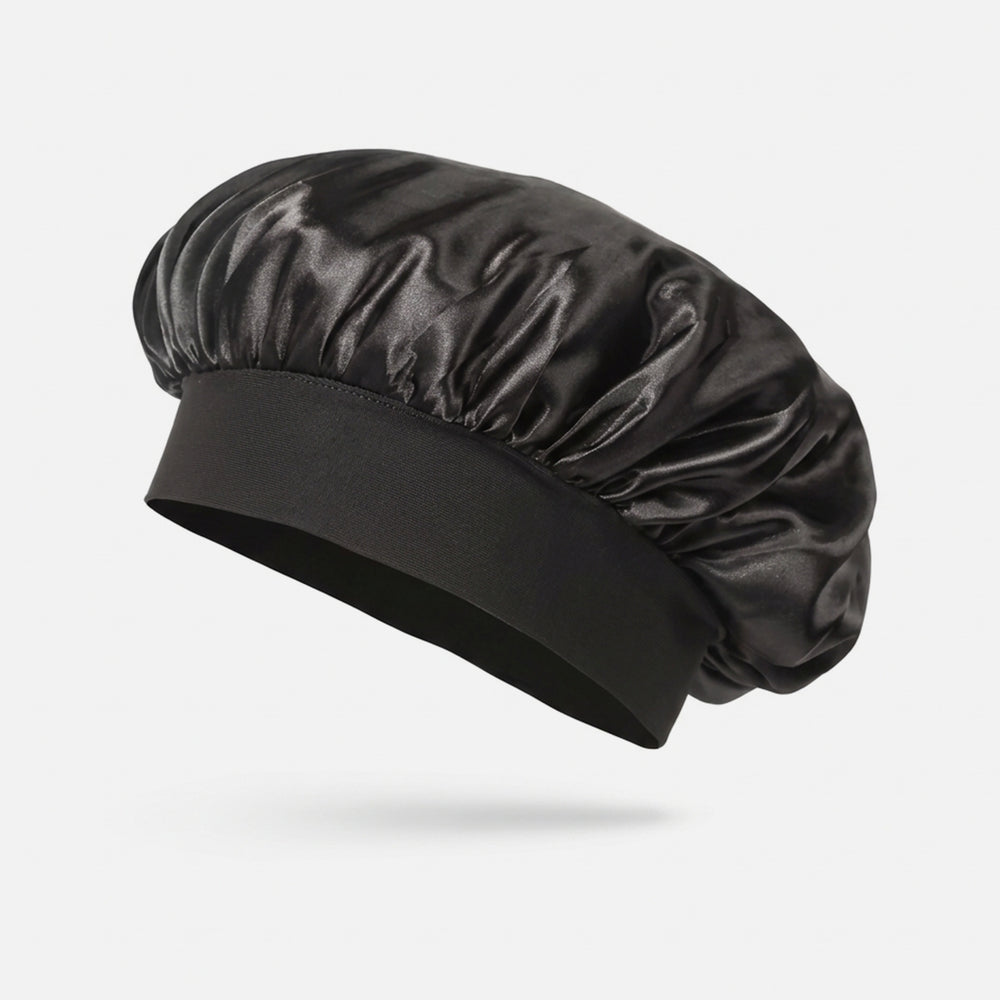 Satin Crown Bonnet Black