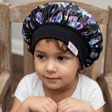Bonnet de nuit en satin pour enfants protection cheveux rose