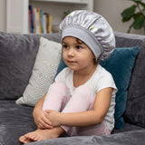 Bonnet de nuit en satin pour enfants protection cheveux rose