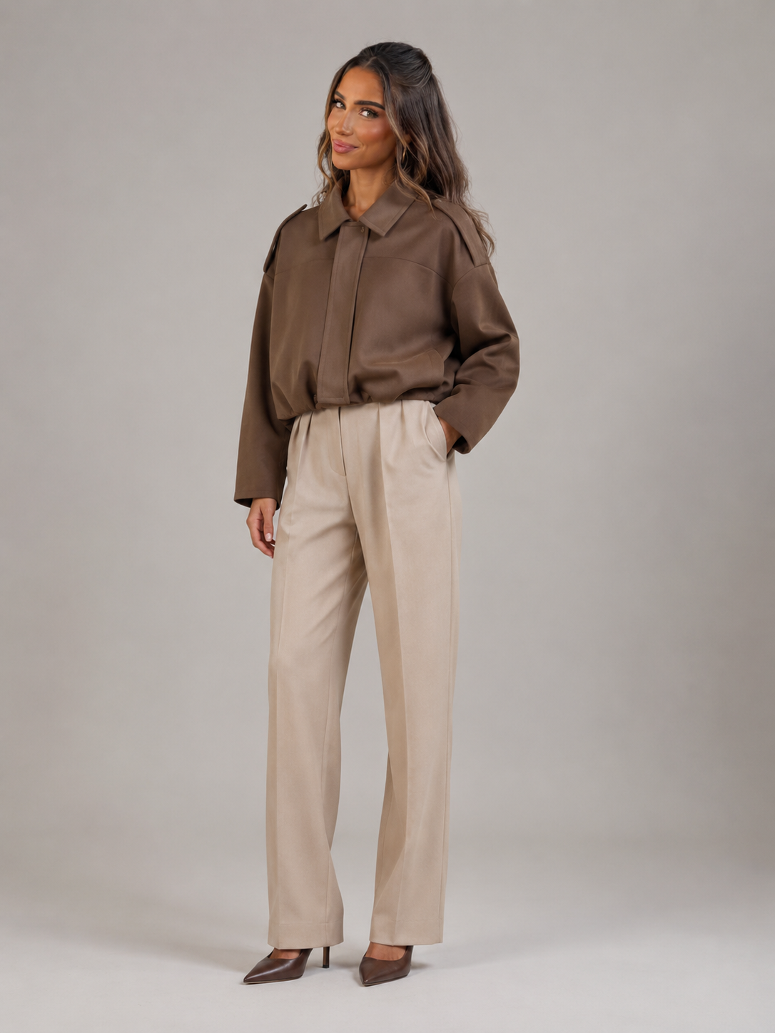 Faux Suede Oversized Shirt Jacket Autumn Women
