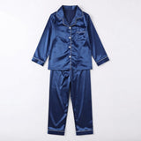 Kids Silk Pajama Set Soft Sleepwear Beige