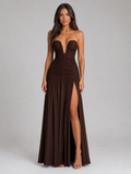 Strapless Ruched Maxi Dress Wedding Guest