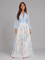 Robe maxi en chiffon florale pour femme en été