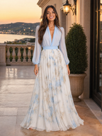 Robe maxi en chiffon florale pour femme en été
