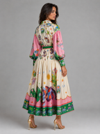 Printed Belted Maxi Shirt Dress Summer Women