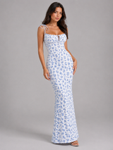 Robe maxi à lacets florale pour femme en été