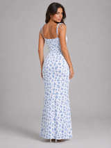 Robe maxi à lacets florale pour femme en été