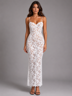 Lace Corset Sculpted Maxi Dress Evening Women