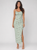 Floral Cowl Neck Midi Dress Summer Women