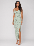 Floral Cowl Neck Midi Dress Summer Women