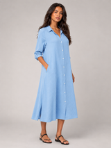 Button Front Midi Shirt Dress Summer Women