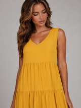 Vestido maxi con volantes y escote en V para mujer verano