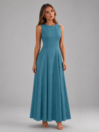 Ruched Sleeveless A Line Maxi Dress Summer Women
