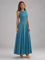 Ruched Sleeveless A Line Maxi Dress Summer Women