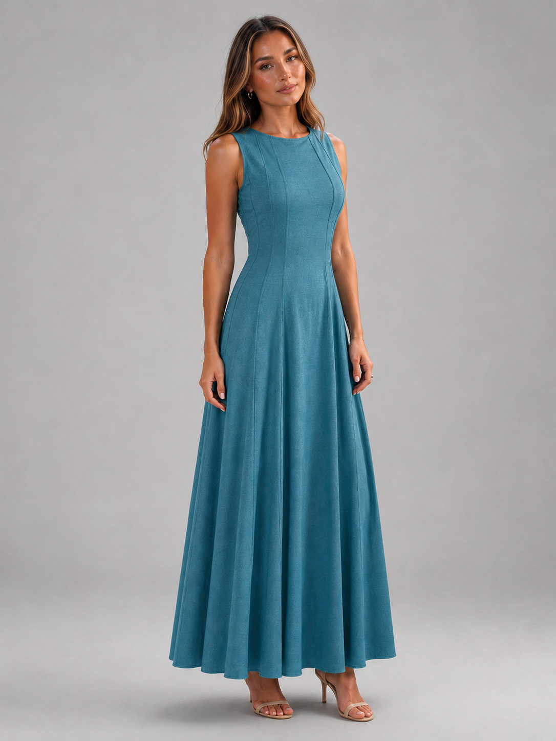 Ruched Sleeveless A Line Maxi Dress Summer Women