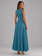Ruched Sleeveless A Line Maxi Dress Summer Women