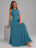 Ruched Sleeveless A Line Maxi Dress Summer Women