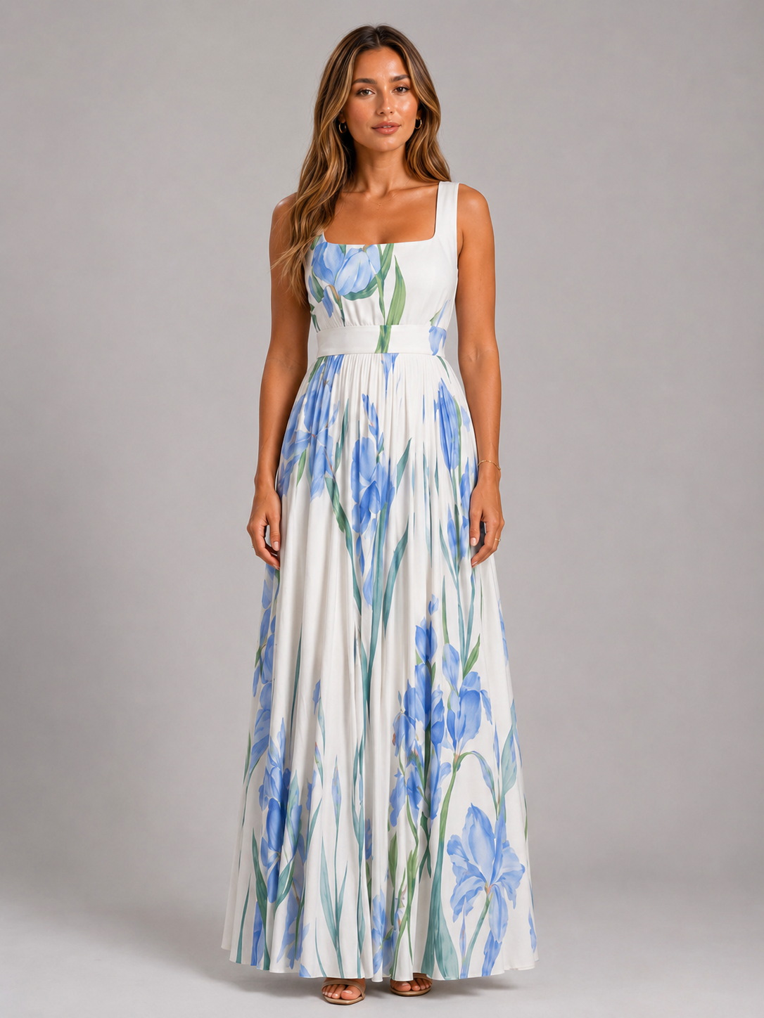 Robe maxi en ligne A fleurie pour femme été