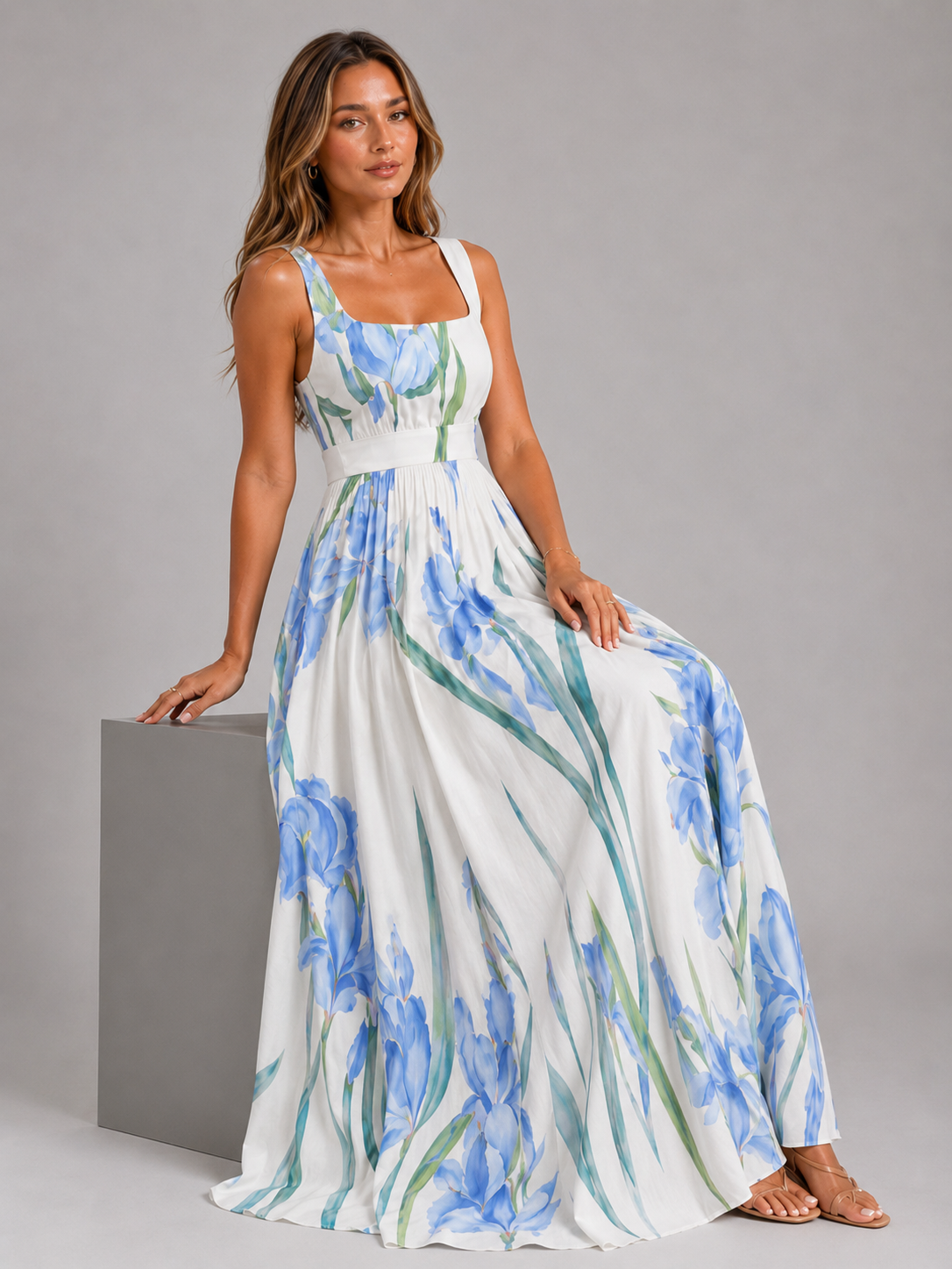 Floral A Line Maxi Dress Summer Women
