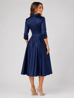 Satin Feel Wrap Midi Dress Wedding Guest