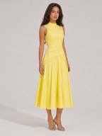 Vestido midi sin mangas de encaje para cóctel mujer