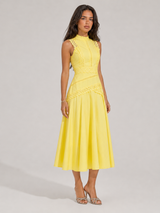 Vestido midi sin mangas de encaje para cóctel mujer