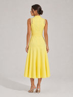 Vestido midi sin mangas de encaje para cóctel mujer