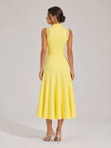 Vestido midi sin mangas de encaje para cóctel mujer