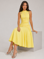 Vestido midi sin mangas de encaje para cóctel mujer