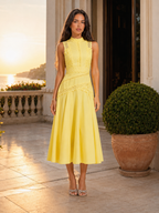 Vestido midi sin mangas de encaje para cóctel mujer
