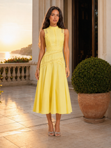 Vestido midi sin mangas de encaje para cóctel mujer